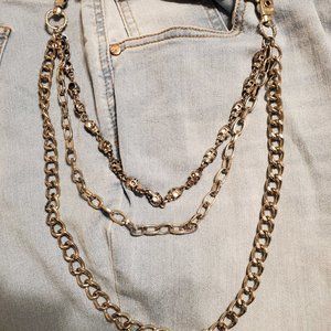 Unisex Belt Jean Wallet Belt Loops TRIPLE Chain Skulls Can be Worn as Necklace